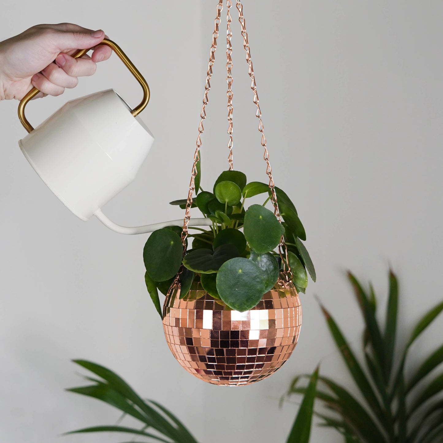 Disco Ball hangende plantenbak - roségoud (6 inch)