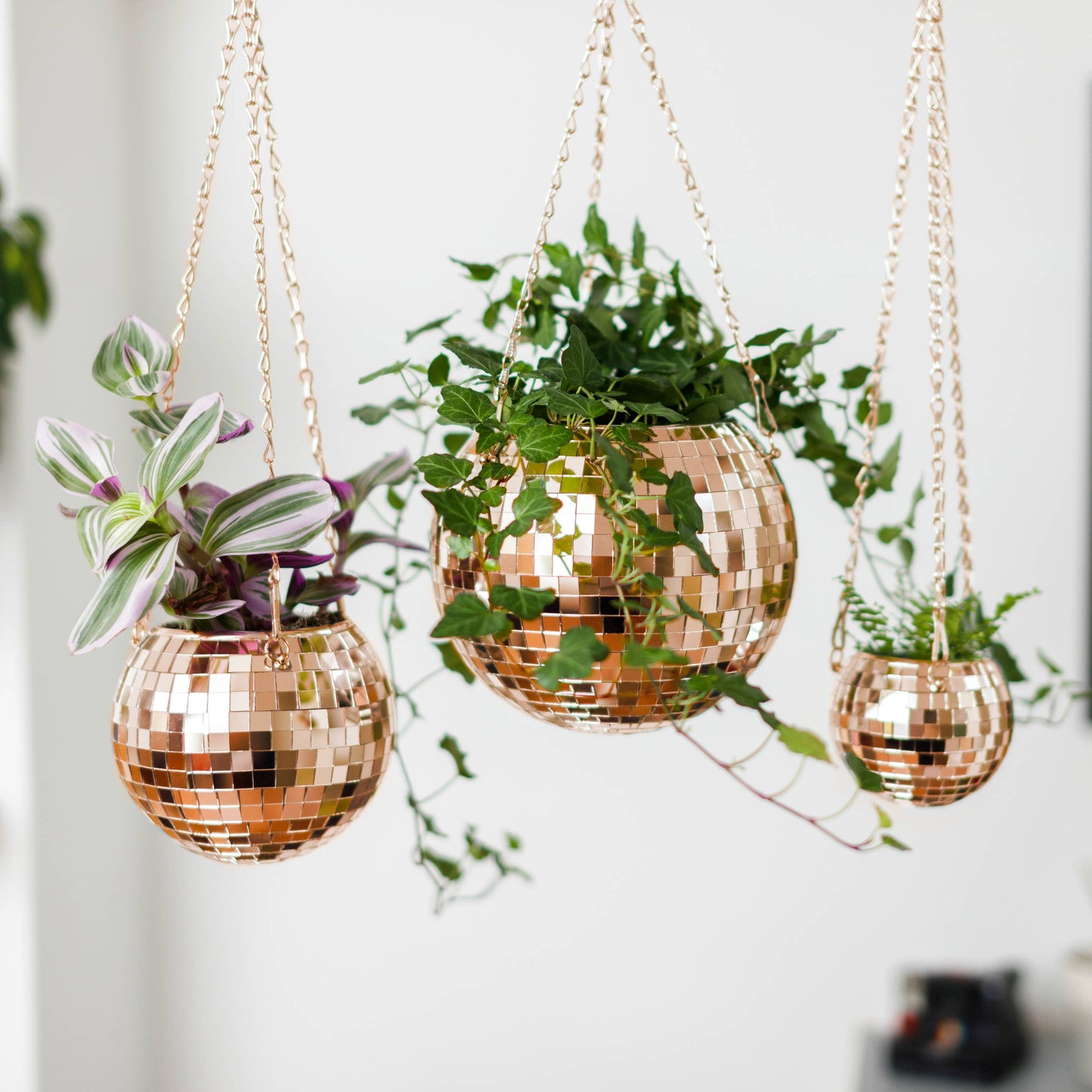 Disco Ball hangende plantenbak - roségoud (6 inch)