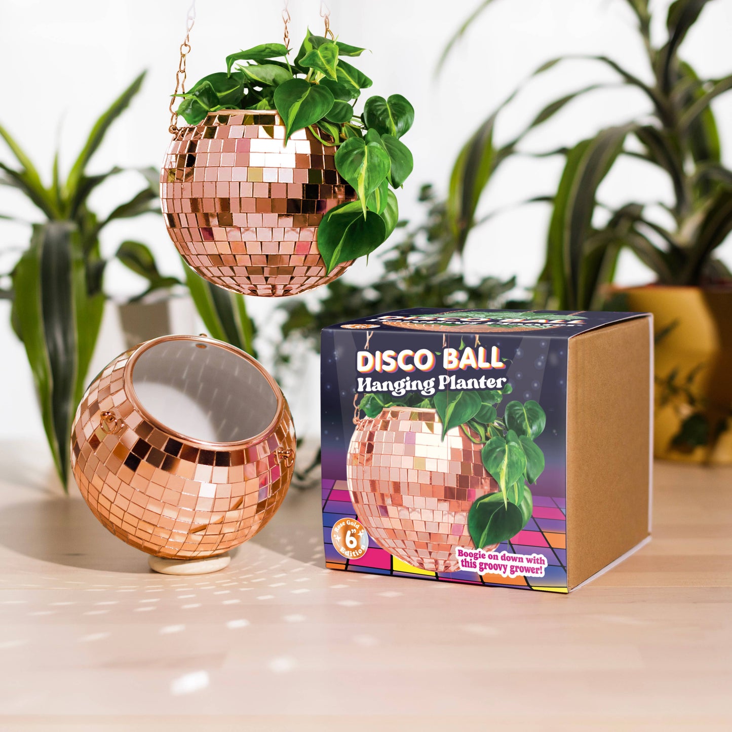 Disco Ball hangende plantenbak - roségoud (6 inch)