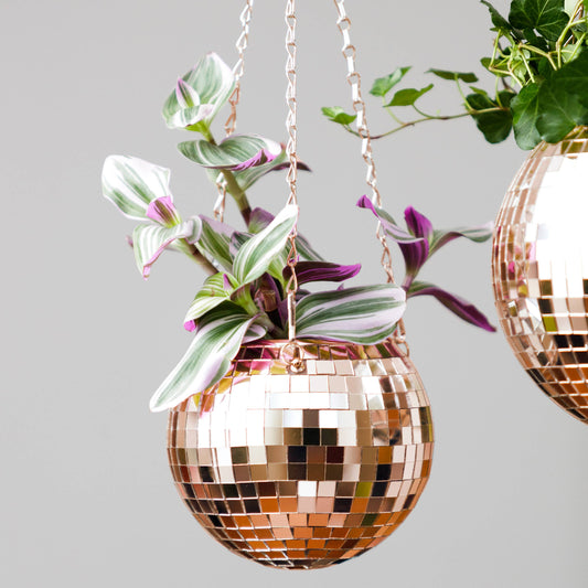 Disco Ball hangende plantenbak - roségoud (6 inch)